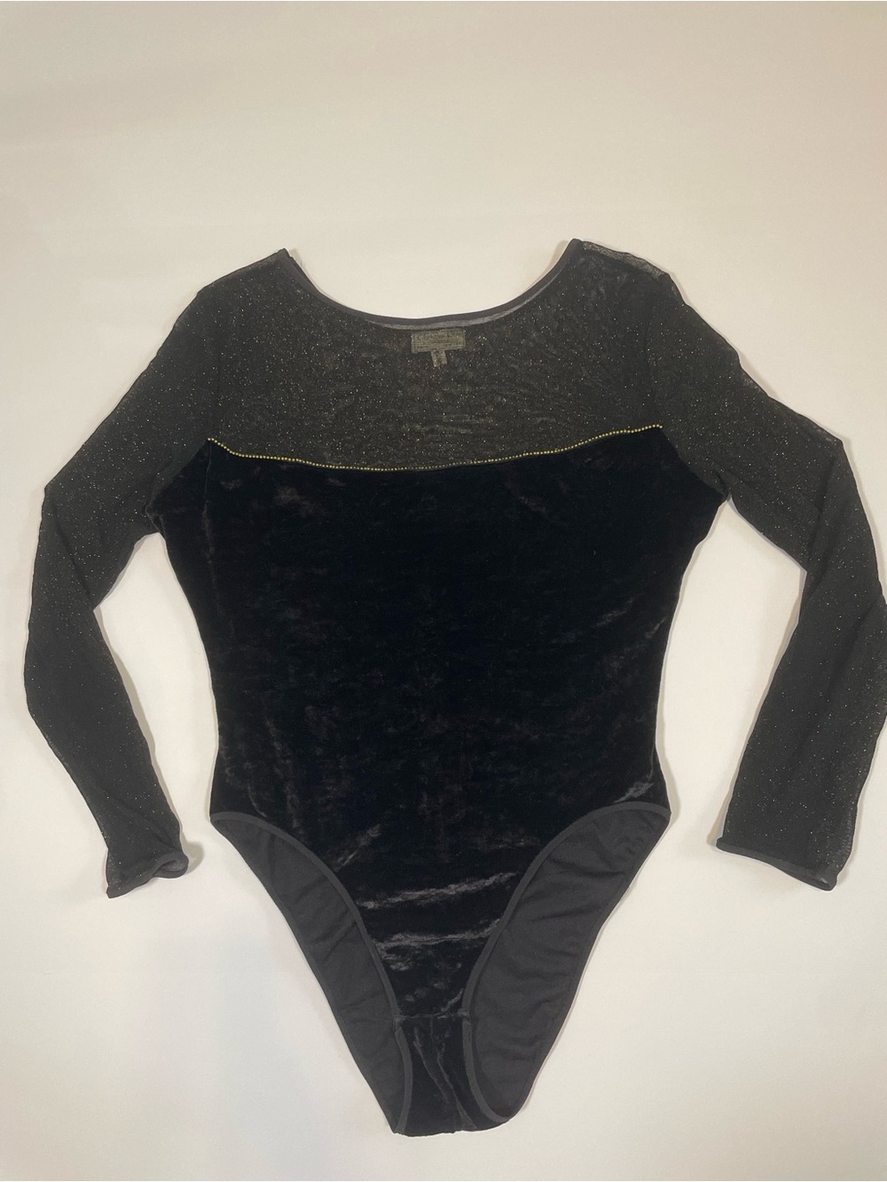 Vintage Christian Dior Le Connoisseur Black Velvet Mesh Bodysuit Union Made L